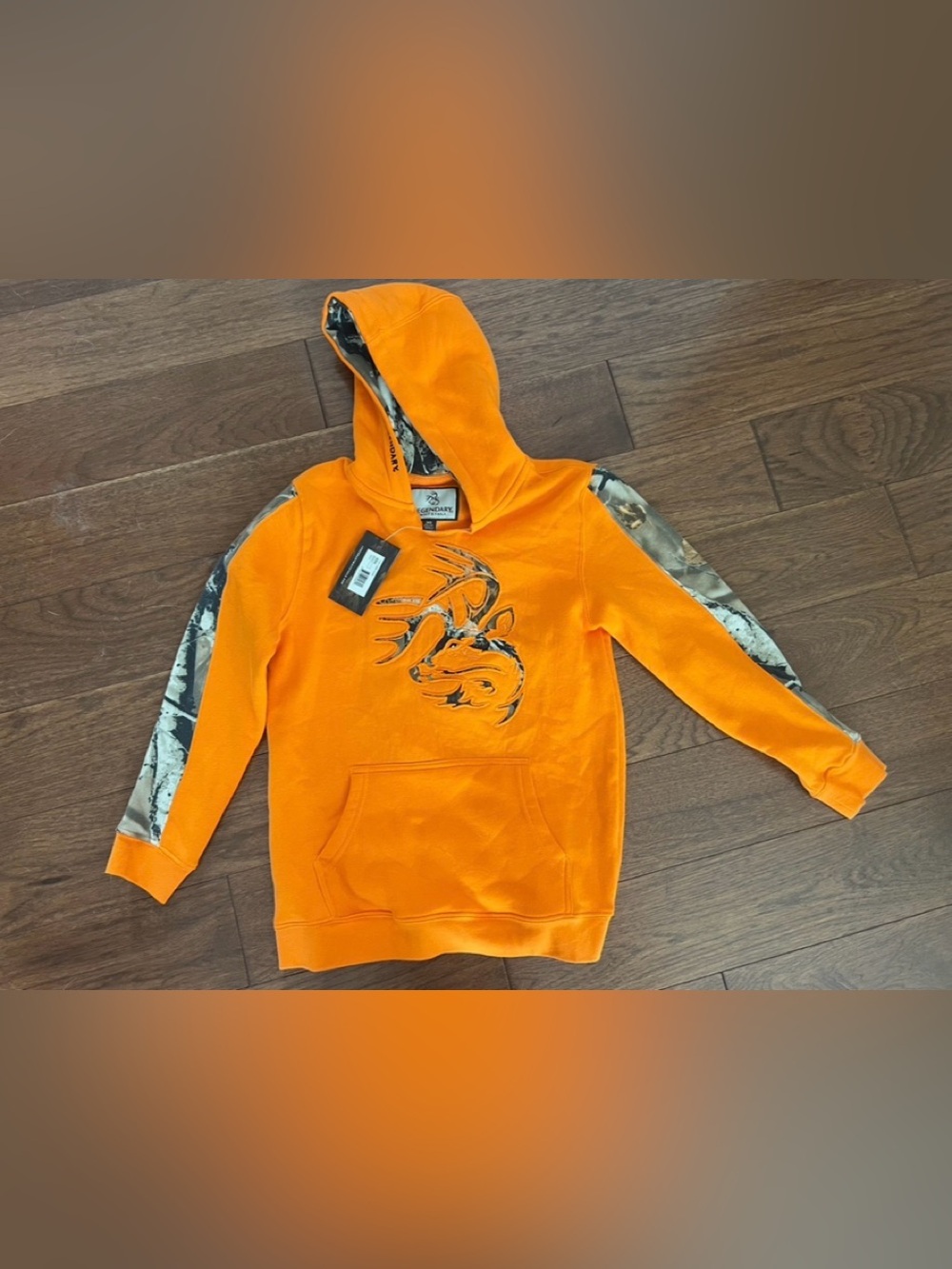 Legendary White Tails - Outdoors Orange Camo-Accent Hoodie, Size 10/12. NWT